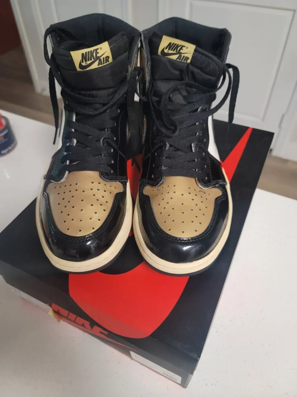 Nike Air Jordan 1 Retro High OG NRG Gold Toe Black Gold White 861428-007 2018